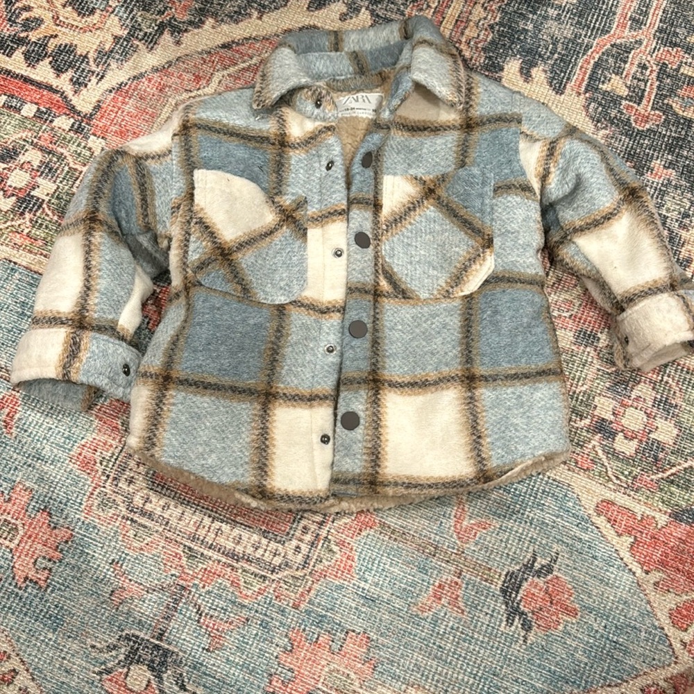 Zara Toddler Sherpa Plaid Jacket